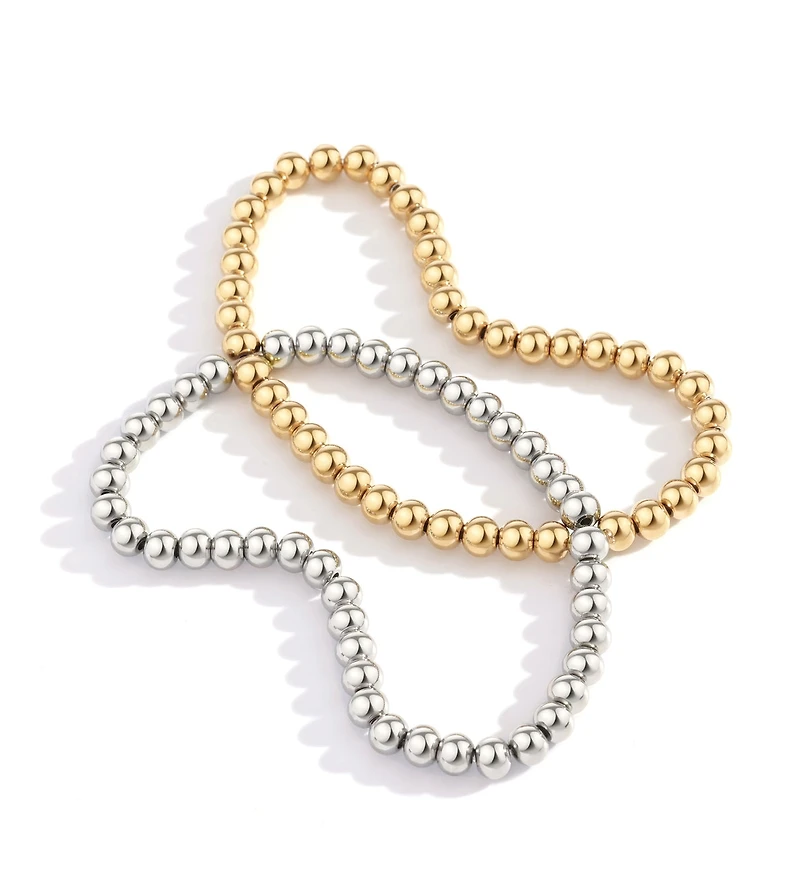 Mint & Lily Beaded Stainless Steel Bracelet Stacking Set