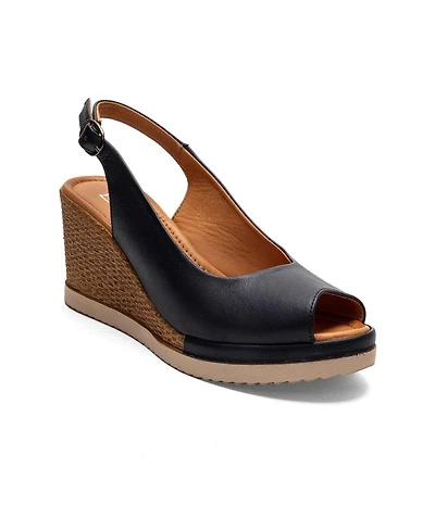 Forever & Always Shoes Helina Leather Wedge Sandal