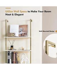 Gouun 5-Tier Wall-Mounted Ladder Bookcase with Sprayed Steel Frame