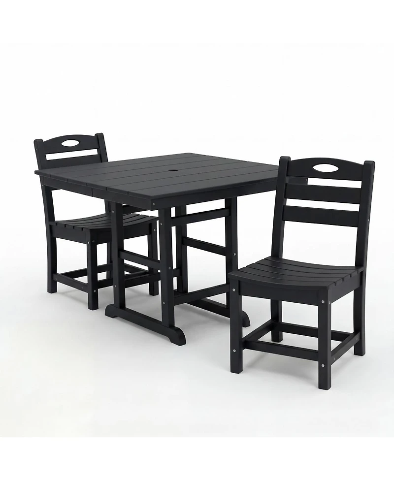 Asagikoiai 3-Piece Hdpe Outdoor Patio Dining Set with 37.8" Table and 2 Chairs, All-Weather Bistro