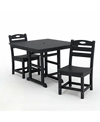 Asagikoiai 3-Piece Hdpe Outdoor Patio Dining Set with 37.8" Table and 2 Chairs, All-Weather Bistro