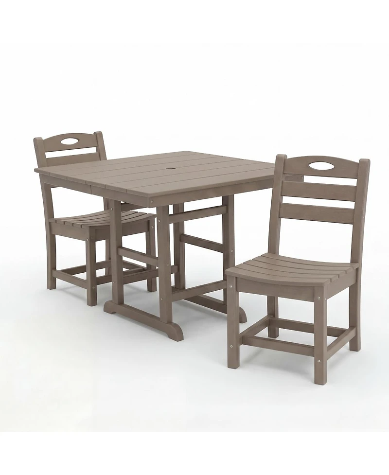 Asagikoiai 3-Piece Hdpe Outdoor Patio Dining Set with 37.8" Table and 2 Chairs, All-Weather Bistro Set