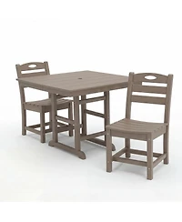 Asagikoiai 3-Piece Hdpe Outdoor Patio Dining Set with 37.8" Table and 2 Chairs, All-Weather Bistro Set