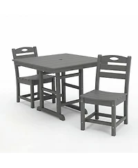 Asagikoiai 3-Piece Hdpe Outdoor Patio Dining Set with 37.8" Table and 2 Chairs, All-Weather Bistro