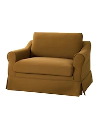 Hulala Home Raul Farmhouse Slipcovered Armchair with Feather Blended Cushion