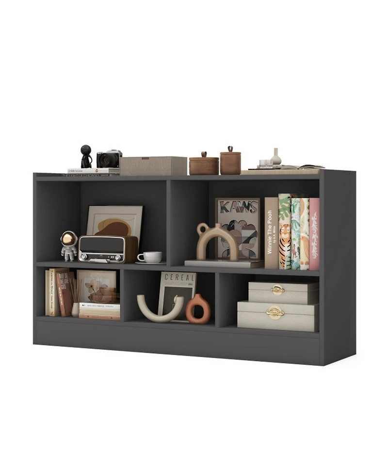 Gouun Kids 2-Shelf Bookcase 5-Cube Wood Toy Storage Cabinet Organizer