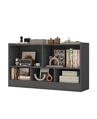 Gouun Kids 2-Shelf Bookcase 5-Cube Wood Toy Storage Cabinet Organizer