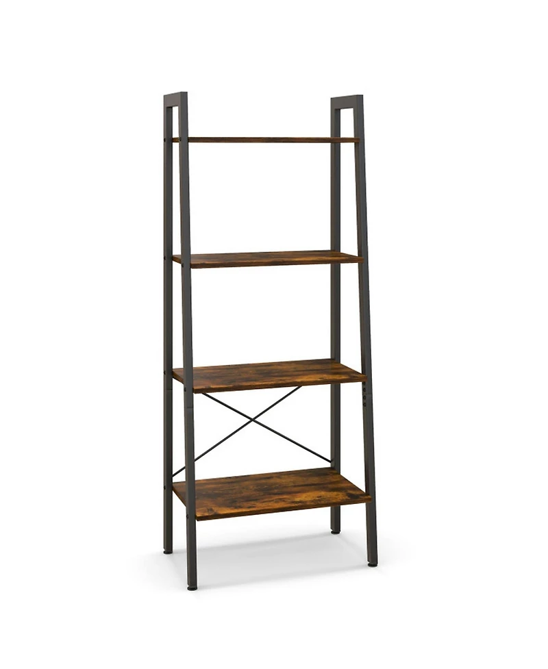 Gouun 4-Tier Industrial Bookshelf Metal Frame Storage Shelf Adjustable Feet