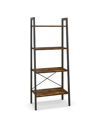 Gouun 4-Tier Industrial Bookshelf Metal Frame Storage Shelf Adjustable Feet