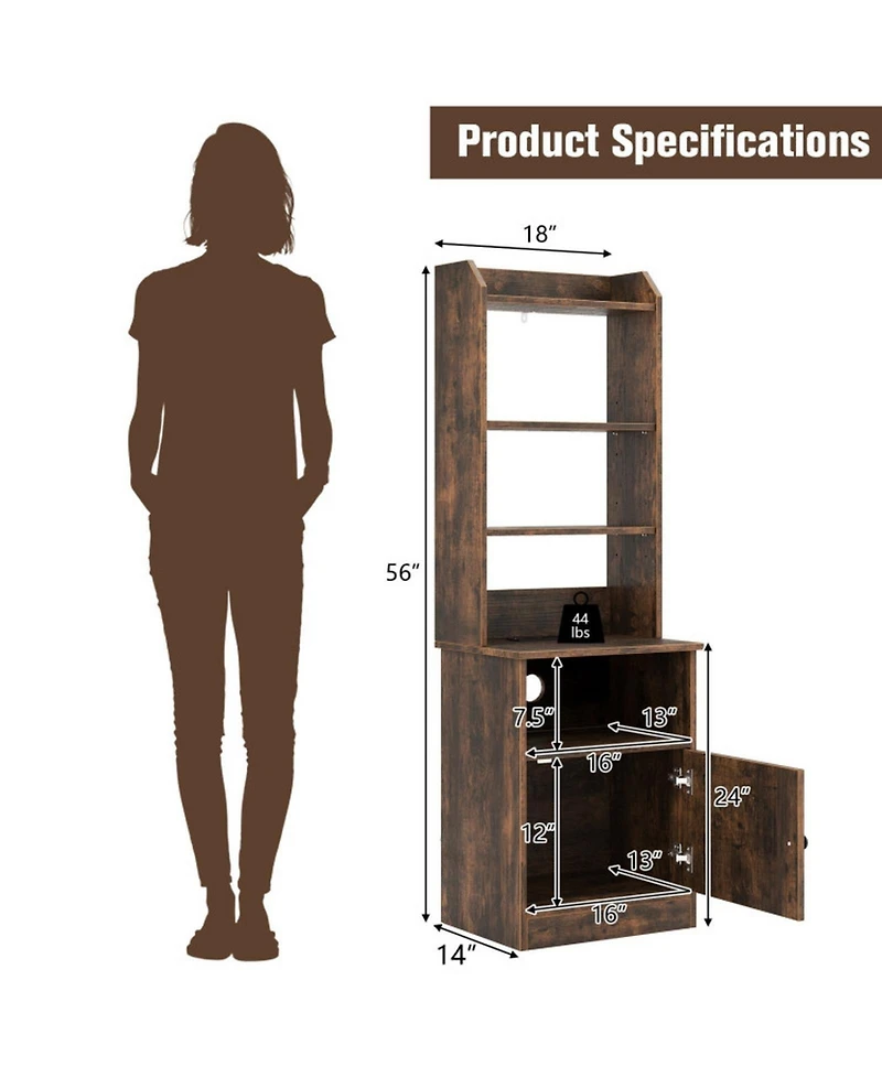 Gouun 6-Tier Bookshelf Nightstand Charging Station Cabinet 2 Usb Ports