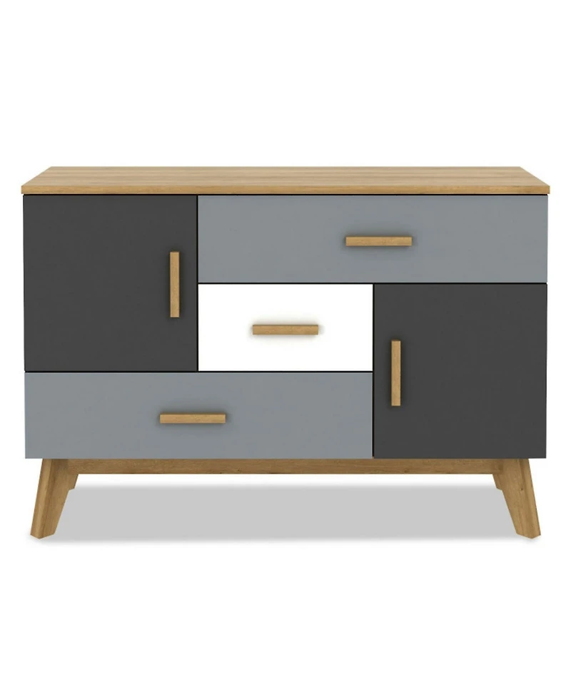 Gouun Free-Standing Storage Cabinet with 2 Doors and 3 Drawers