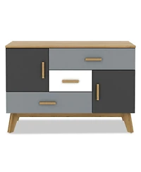 Gouun Free-Standing Storage Cabinet with 2 Doors and 3 Drawers