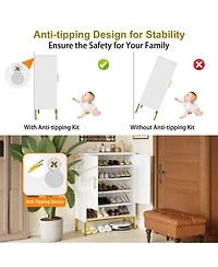 Casainc Rattan with 3 Flip Drawers Shoe Cabinet