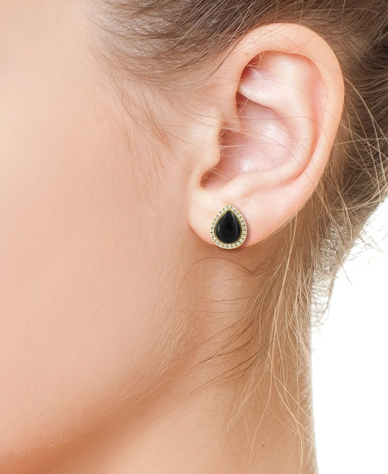 Effy Collection Onyx & Diamond (2/5 ct. t.w.) Earrings in 14k Yellow Gold