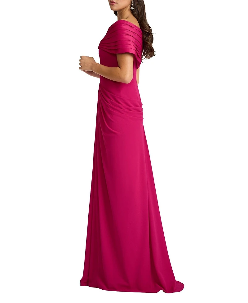 Tadashi Shoji Women's Seraphine Pleated Portrait Collar Gown