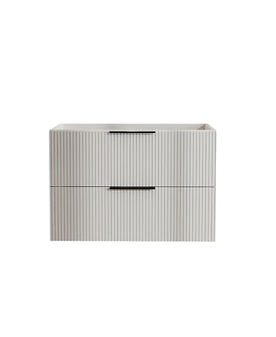 Phying 30 Inch Modern Fluted Bathroom Vanity Wall Mounted Floating Cabinet Sink Stylish Space Saving Bathroom Furniture for Home Apartment