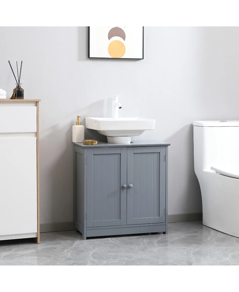 Phying Pedestal Sink Storage Cabinet Multifunctional Under Sink Bathroom Cabinet with U Shape Design 2 Doors and Inner Shelf for Bathroom