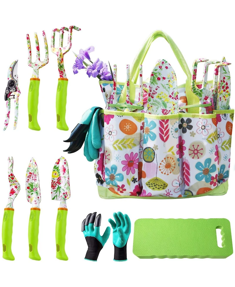 Xdovet Garden Tool Set Heavy Duty Kit Gloves Kneeling Pad Pruner Trowel Rake Weeder Transplanter