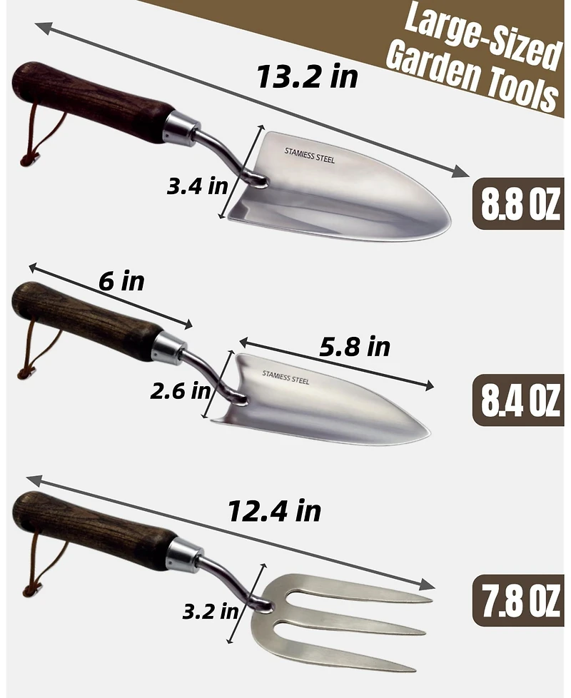 Xdovet Garden Tool Set 6 Heavy Duty Stainless Steel Hand Tools