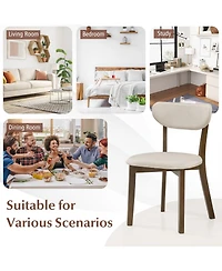Costway Upholstered Dining Chairs with Solid Rubber Wood Frame, Curved Backrest