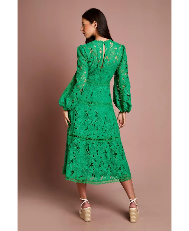 Coast Women's Lace Panel Long Sleeve Midi Dress