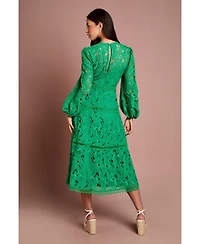 Coast Women's Lace Panel Long Sleeve Midi Dress