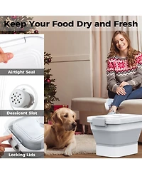 Aronkl Collapsible Pet Food Storage Container Airtight Lid With Scoop Bowl For Dog Cat Food Rice Flour