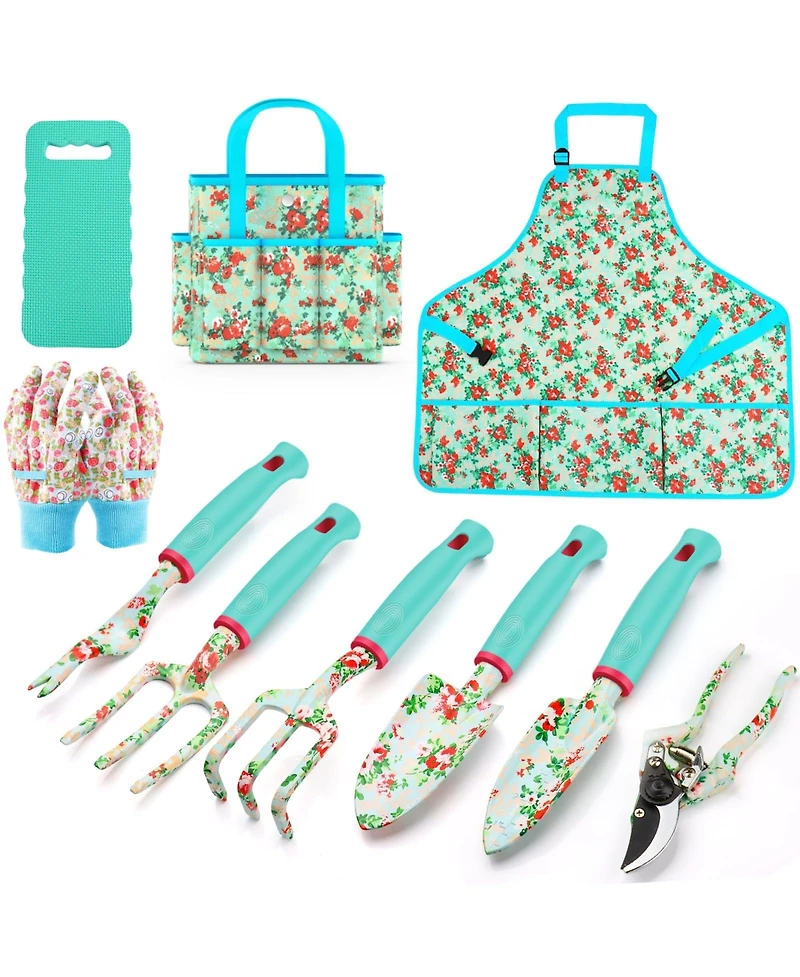 Xdovet Garden Tools Set Trowel Rake Weeder Pruner Tote Apron Gloves Kneeler