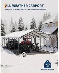 gaomon Heavy Duty Steel Metal Carport Outdoor Storage Shelter with Vertical Roof