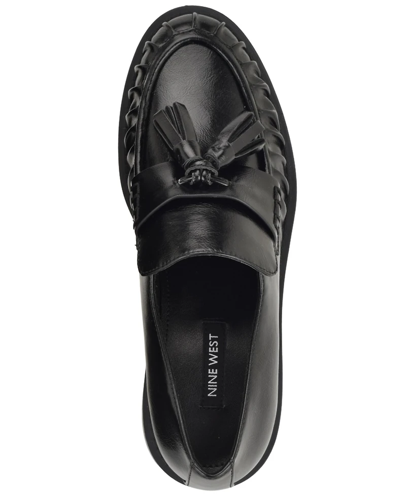 Nine West Women's Gersen Tassels Pleated Slip-On Loafers