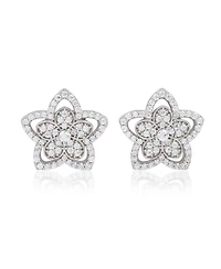 Suzy Levian New York Sterling Silver Pave Cubic Zirconia Flower Halo Stud Earrings