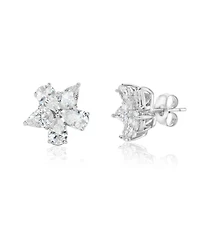 Suzy Levian New York Sterling Silver Cubic Zirconia Flower Cluster Earrings