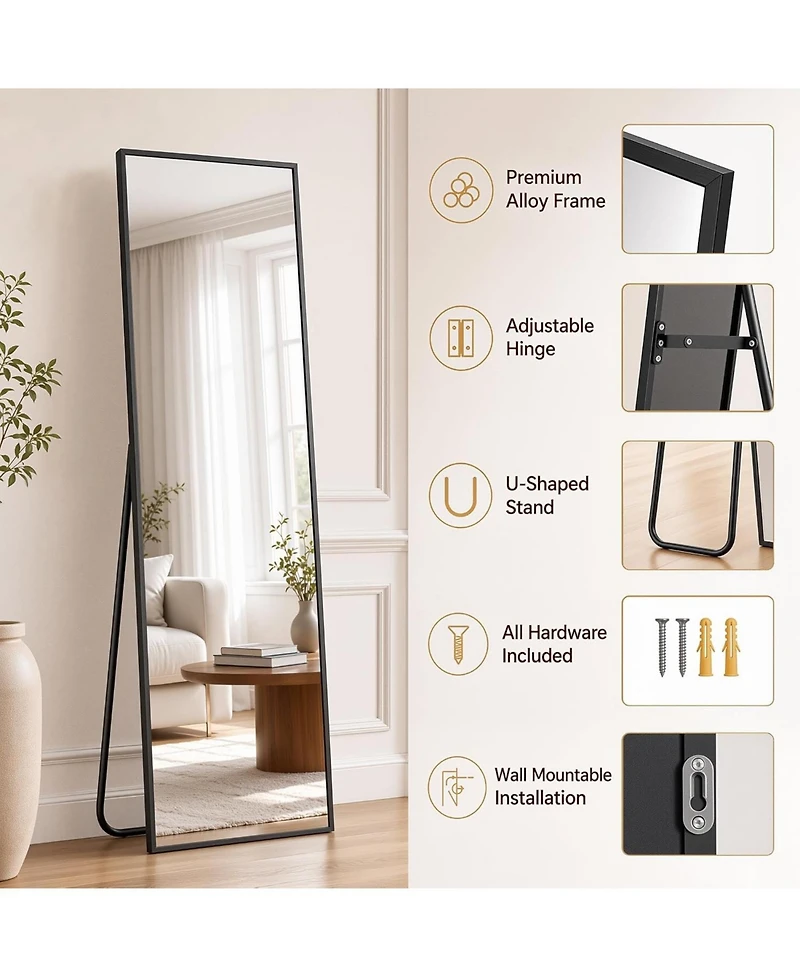 Antok Full Length Mirror, 59"x16" Oversized Floor Mirror Freestanding, Body for Living Room Style