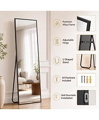 Antok Full Length Mirror, 59"x16" Oversized Floor Mirror Freestanding, Body for Living Room Style