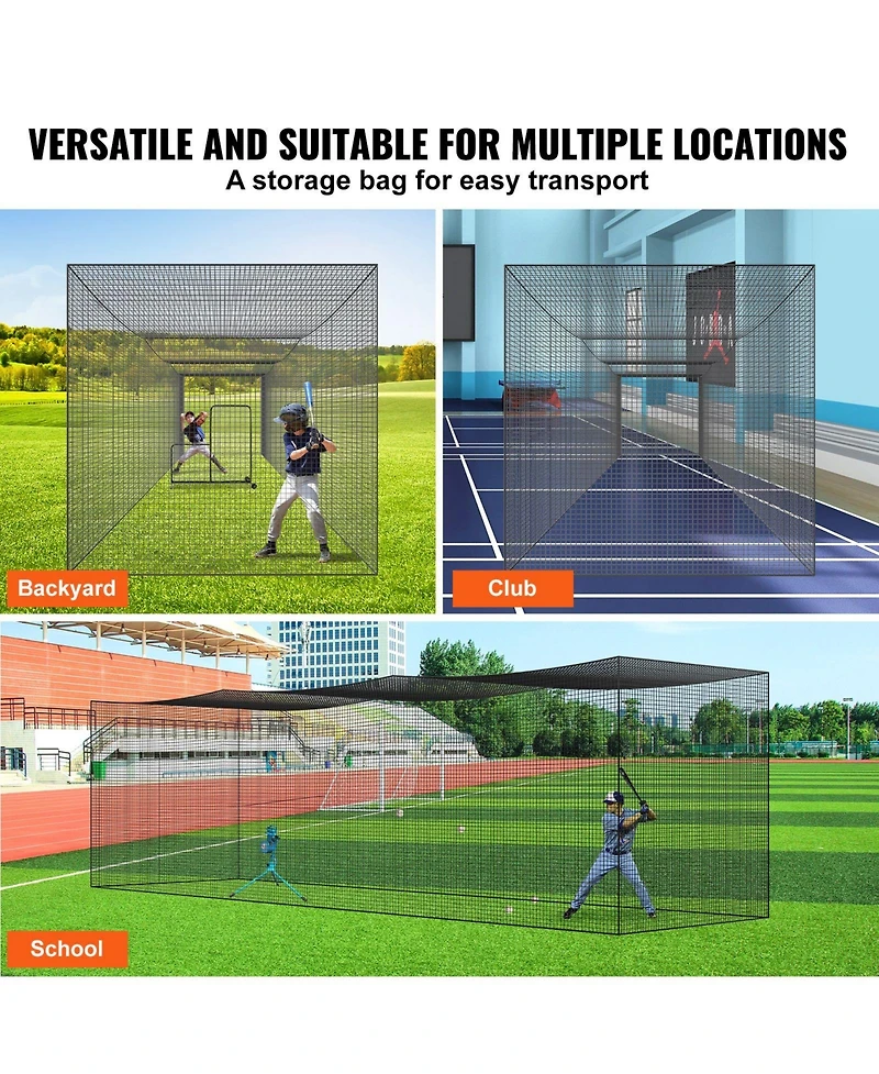 Aoligeijs Baseball Batting Netting, Professional Softball Baseball Batting Hitting Training Net, Practice Portable Cage Net with Door and Carry Bag