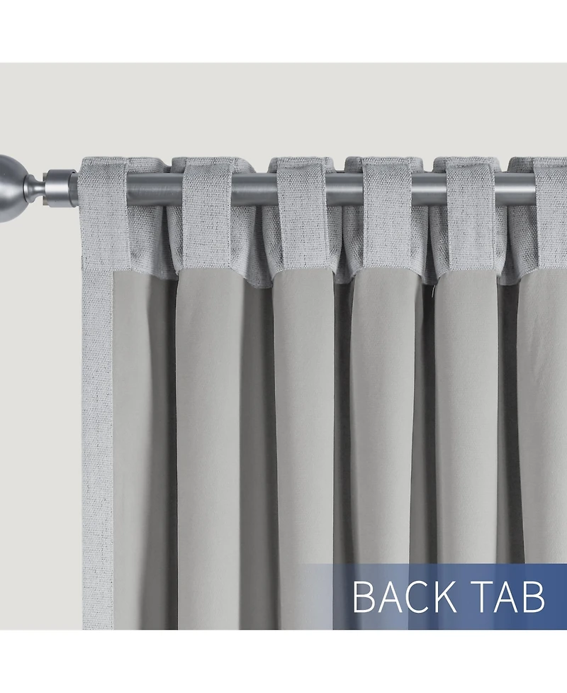 Chenille Blackout Back Tab Curtains Pair