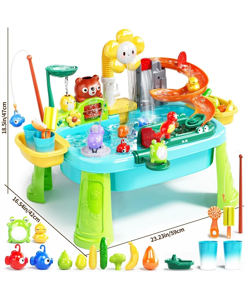 Gnuadz Water Table Play Sink Electric Faucet Fishing Game Kitchen Toy