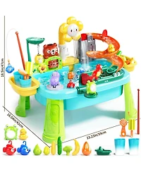 Gnuadz Water Table Play Sink Electric Faucet Fishing Game Kitchen Toy