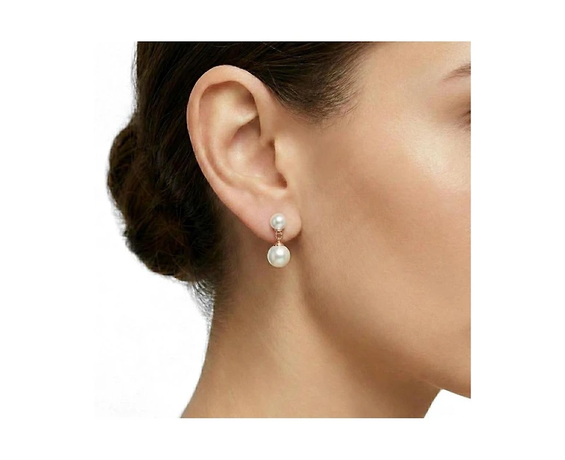 Genevive Elegant Sterling Silver Freshwater Pearl Dainty Drop Earrings