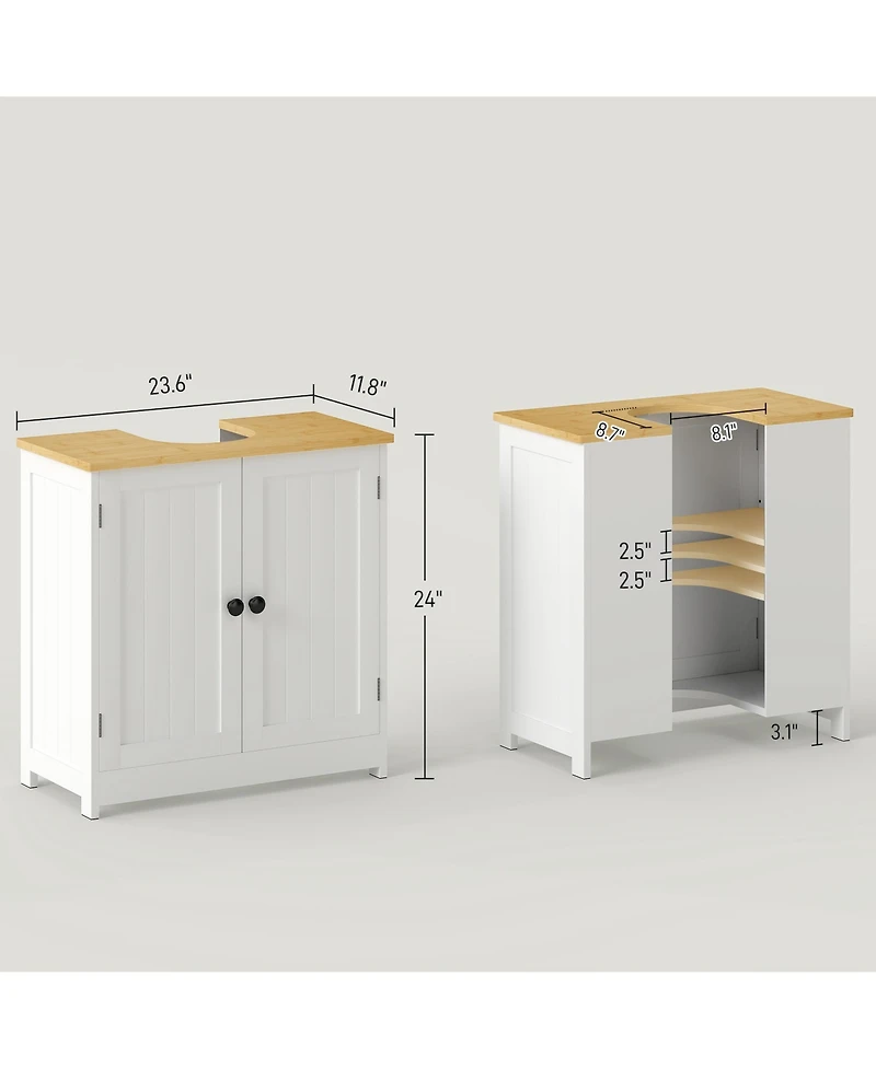 Busdays Bathroom Vanity Under Sink Storage Cabinet 23.5x11.75x24 Inches with 2 Doors