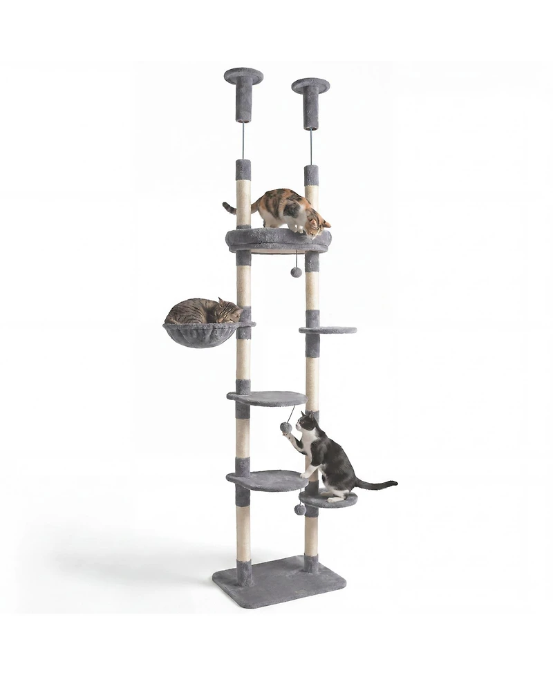 Gymax 6-tier Floor to Ceiling Cat Tree w/Plush Bed Hammock Sisal Scratching Posts