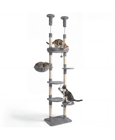 Gymax 6-tier Floor to Ceiling Cat Tree w/Plush Bed Hammock Sisal Scratching Posts