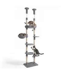 Gymax 6-tier Floor to Ceiling Cat Tree w/Plush Bed Hammock Sisal Scratching Posts