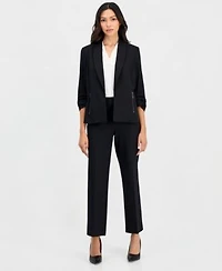 Anne Klein Essentials Petite 3 4 Sleeve Open Front Jacket Pull On Wide Leg Pants