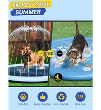 Aofar 75" Splash Pad Dog Sprinkler Pool Summer Outdoor Water Fun