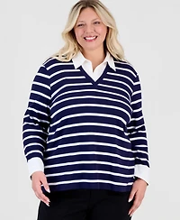 Jones New York Plus Size Printed V-Neck Top
