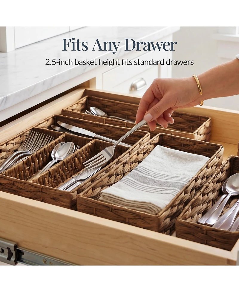 Best Choice Products 5PC Flatware Organizer Set, Woven Modular Silverware and Utensil Drawer Trays