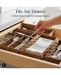 Best Choice Products 5PC Flatware Organizer Set, Woven Modular Silverware and Utensil Drawer Trays