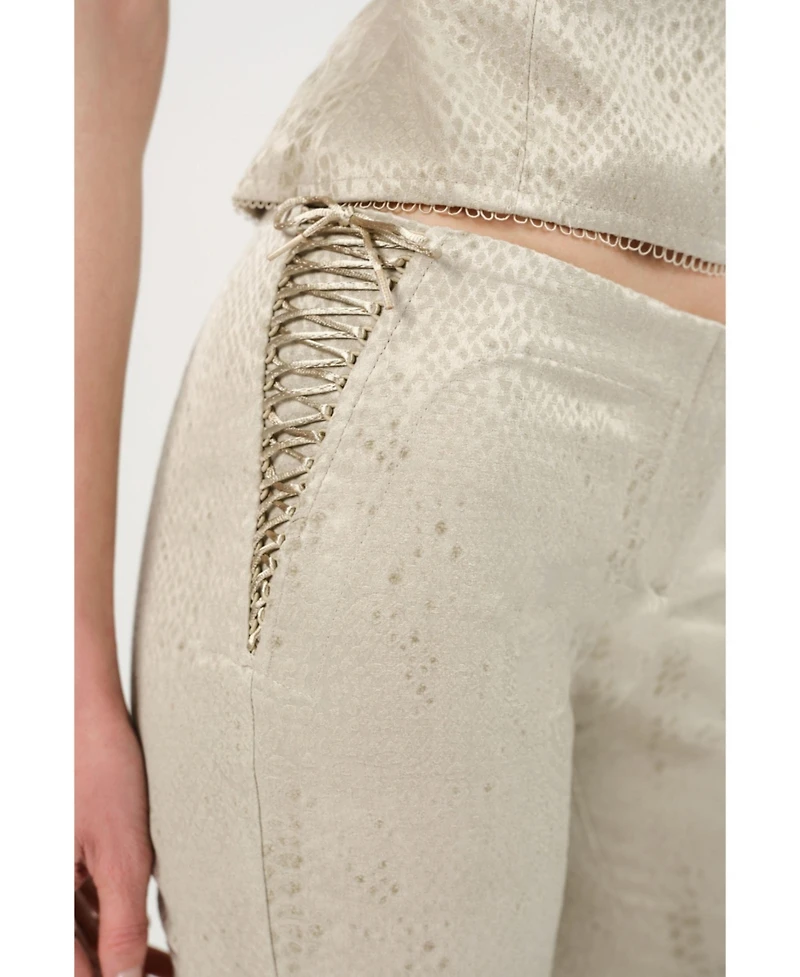 Nocturne Women's Snake Print Jacquard Flare Trousers