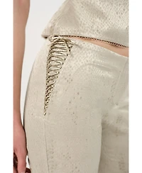 Nocturne Women's Snake Print Jacquard Flare Trousers
